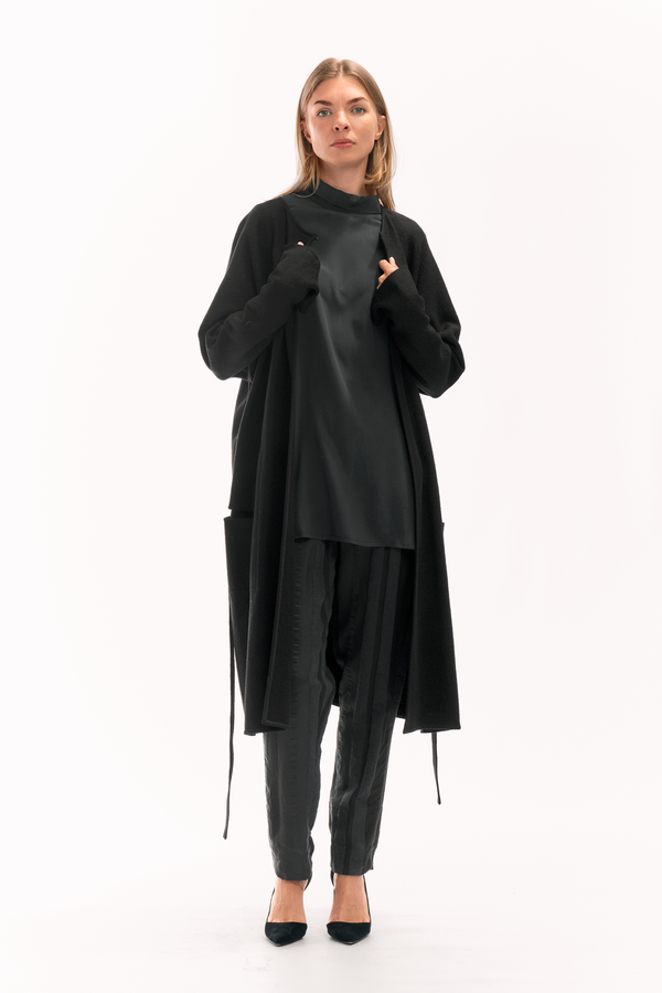 Cardigan-тренч  WANDA чорний AG-217-25113-Wanda_ЧОР фото